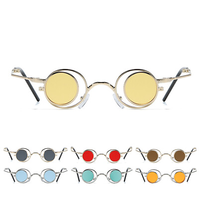 #ad Small Round Steampunk Sunglasses 90#x27;s Retro John Lennon Style Glasses Shades