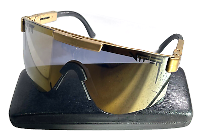 #ad PIT VIPER The Double Wide THAB33ST Gold Brown Plastic Rectangular Sunglasses