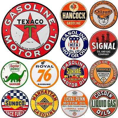 #ad Vintage Gas Standard Motor Oil Sign Reproduction Vintage Metal Signs round $12.67