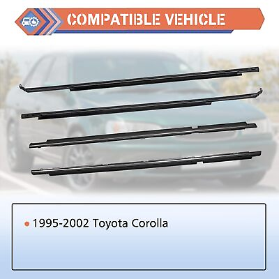 #ad Door Belt Molding Weatherstrip Set Fit For Toyota Corolla 1995 1996 97 2001 2002