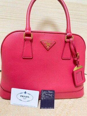 #ad PRADA Saffiano Leather Handbag Pink USED JP