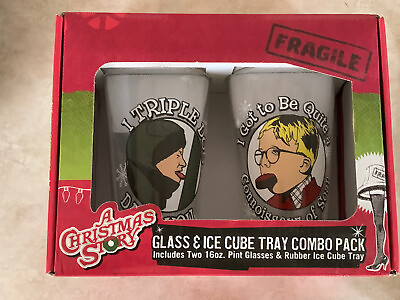 #ad quot;A Christmas Storyquot; Two 16 oz Glasses amp; Lamp Leg Ice Cube Tray Combo Pack NEW $18.88