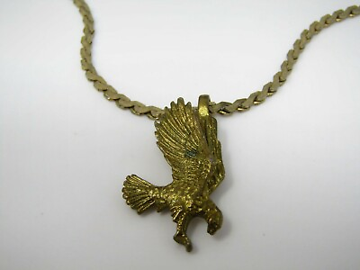 #ad Eagle Necklace Pendant Vintage Gold Tone