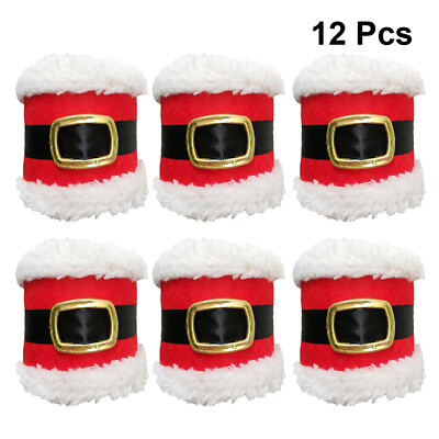 #ad 12 PCS Belt Napkin Rings Xmas Holder Christmas Napkins Cloth Buckle