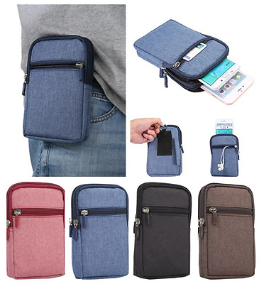 #ad Universal Zip Belt Phone nylon Bag Case Pouch Wallet Cover For iPhone Samsung LG