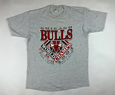 #ad Vintage 1991 Chicago Bulls NBA World Champs Shirt Men’s Size XL Player Signature