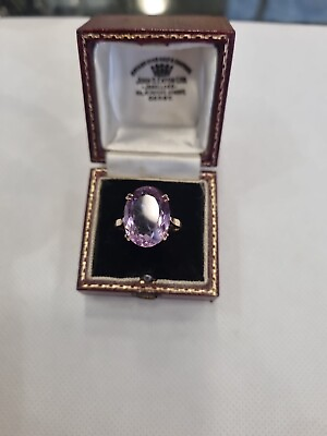 #ad 9ct Vintage Amethyst Oval Solitaire Size quot; Pquot;