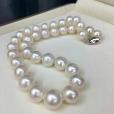 #ad GENUINE NATURAL AAAAA 9 10MM Australian south sea white pearl necklace 18quot;