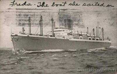 #ad Steamer 1941 Panama LineTwin Screw Steamships American Colortype Linen Postcard $9.99