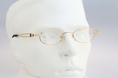 #ad Alain Delon 3603A 90s Vintage steampunk gold oval eyeglasses NOS