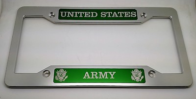 #ad U.S. Army Billet Aluminum License Plate FrameClear AnodizedGreen Badges CDWP $51.99