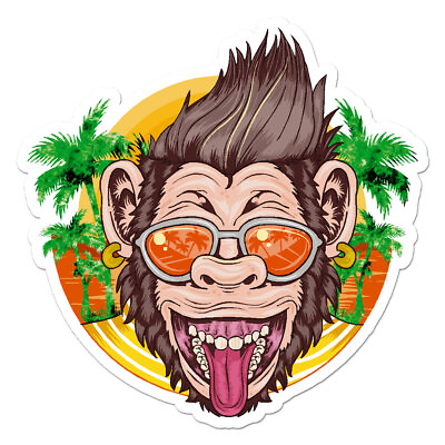 #ad Gorilla Chimp Glasses Vinyl Decal Sticker ebn7953