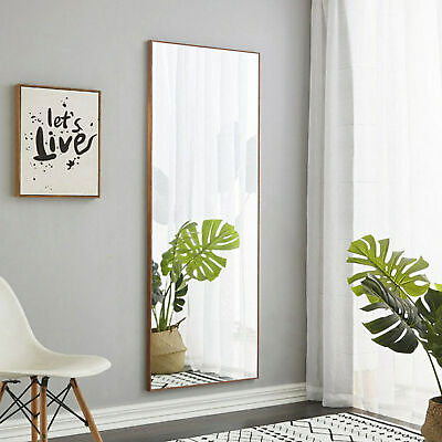 #ad Full Length Mirror Wall Mounted Floor Mounted Wooden Frame Dressing Mirror $90.12