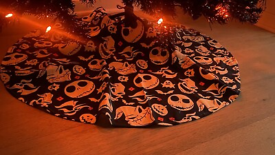 #ad Nightmare before Christmas Jack Skellington Halloween Christmas tree skirt 36”