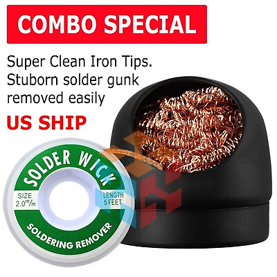 #ad US Soldering Solder Iron Tip Cleaner Steel Cleaning Wire Ball Holder Base Stand
