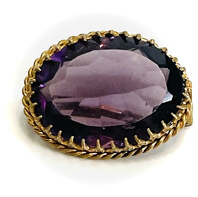 #ad Antique Victorian C1890 Gold Amethyst brooch pin stunning jewellery
