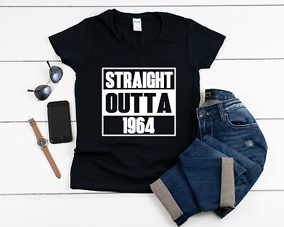 #ad Womens V neck Straight Outta 1964 Shirt 60th Birthday Gift Chapter 60 Vintage