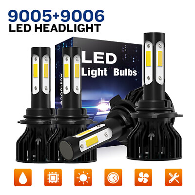 #ad For 94 98 C K Pickup Silverado Suburban Tahoe 4X White LED Headlight Bulbs 6000K