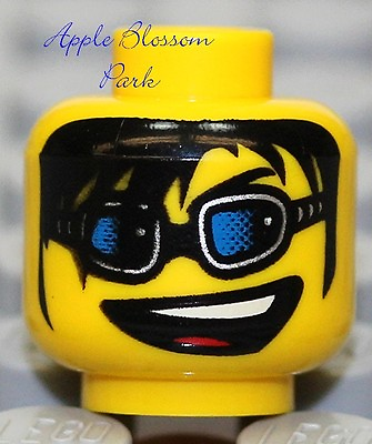 #ad NEW Lego City Police Agents MINIFIG HEAD Boy w Sunglasses Smile amp; Black Hair