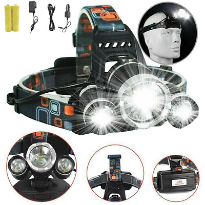 #ad 100000LM Super Bright LED Headlamp Rechargeable Head Light Flashlight Torch Lamp
