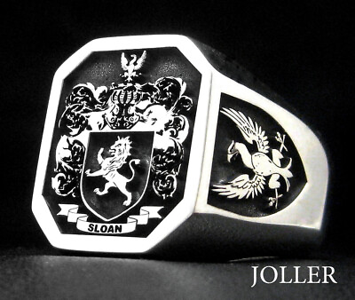 #ad Octagon Signet Ring XL 19x17 Custom Engraved Your Family Crest Solid Silver 925