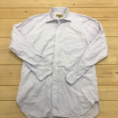 #ad Paul Stuart Purple Button Up Solid Plain Cotton Shirt Men#x27;s Size 16 35 $20.00