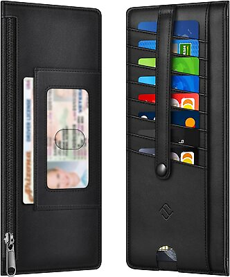 #ad RFID Blocking Slim Credit Card Wallet Holder Change Pouch with Zipper Pocket