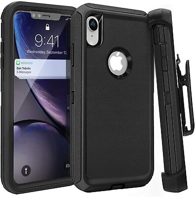 #ad For Phone 11 Pro X Max XR 7 Plus Shockproof Defender Case w Holster Belt Clip $11.99