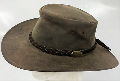 #ad Jacaru Australia Outback Style Fine Leather Walkabout Sun Panama Hat Cap Small