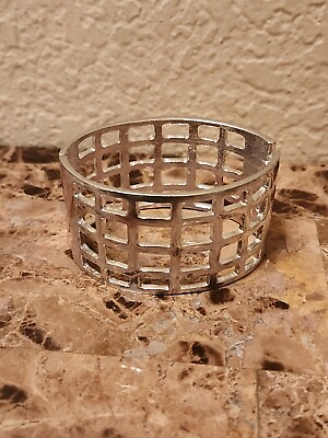 #ad New Cuff Bracelet silver plated cage square wide