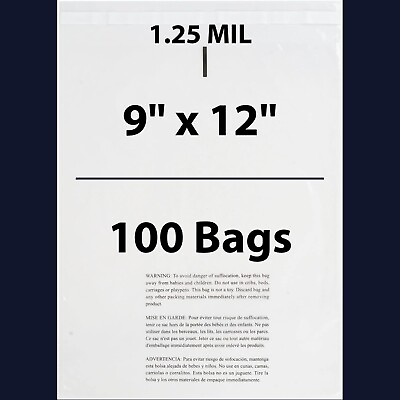 #ad 1.25 Mil 9quot; x 12quot; Resealable Suffocation Warning 100 Bag