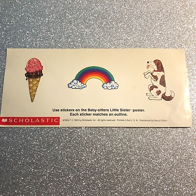#ad Vintage Scholastic Sticker 1993 Ice Cream Cone Rainbow Puppy Dog Nancy Didion