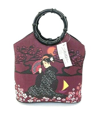 #ad shooz on madison womens purse handbag Japanese fan 2160 bamboo handles sequins