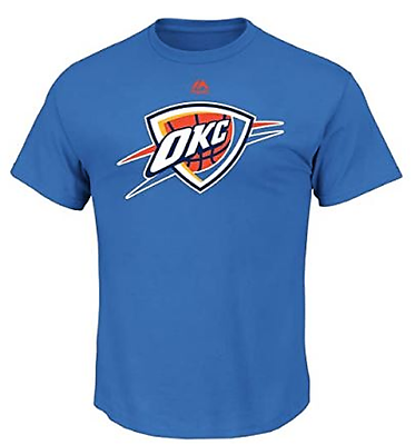 #ad Oklahoma City Thunder T Shirt Mens Logo NBA Short Sleeve Blue Cotton $11.99