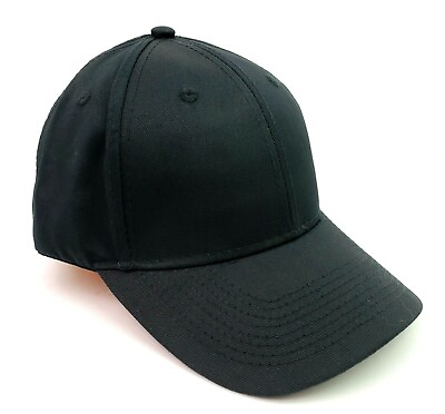 #ad Port Authority Adult Mens OS Black Plain Strapback Adjustable Cap Hat