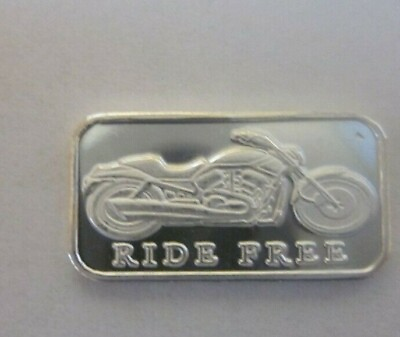 #ad RIDE FREE BAR 1 GRAM .999 SILVER MOTORCYCLE HONDA HARLEY KAWASAKI SUZUKI