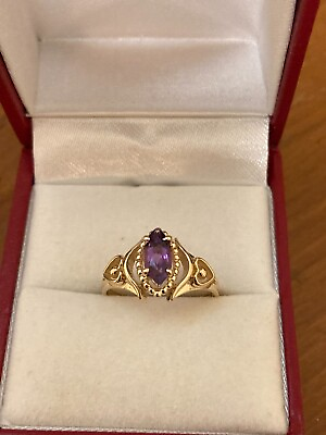 #ad 14K Yellow Gold Amethyst Ring Size 6