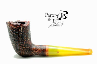 #ad Brand new briar pipe PARONELLI dublin sandblast handmade amber mouthpiece