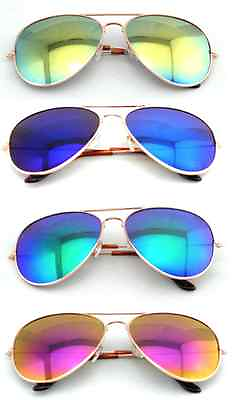 #ad Mens Ladies Colored Mirrored Full metal Aviator Sunglasses Full UV 400