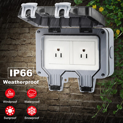 #ad Outdoor Wall Waterproof Socket Electrical Outlets Covers 15A US Plug Socket Box