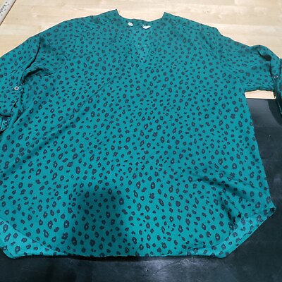 #ad Womens blue black polka dot 3 4 sleeve blouse $13.35