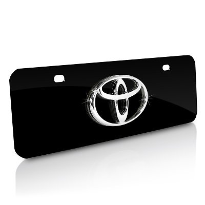 #ad Toyota Logo Half size Black Metal License Plate