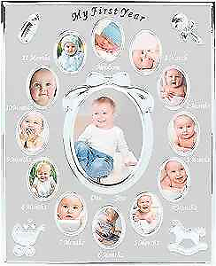 #ad Baby#x27;s First Year Picture Frame 0 12 Month Baby One Size Silver Frame