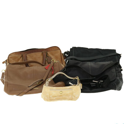 #ad Coach Signature Shoulder Bag Nylon Leather 5Set Black Brown beige Auth ar10130