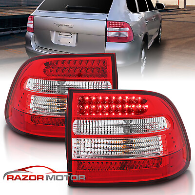 #ad 2003 2004 2005 2006 For Porsche Cayenne SUV Red Clear LED Brake Tail Lights Pair