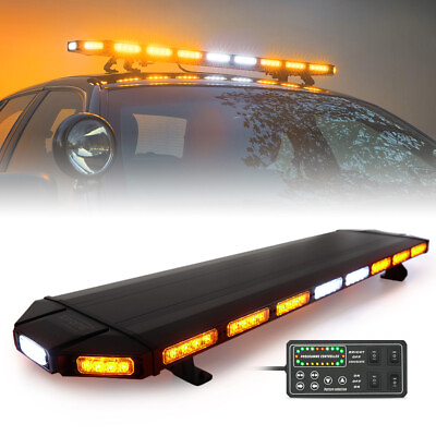 #ad Amber 48quot; Inch 88 LED Strobe Light Bar Emergency Warn Beacon Tow Truck Response