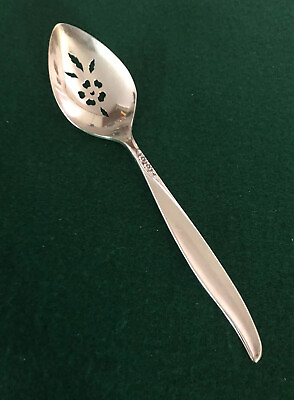 #ad Oneida Community Silver Plate Silverplate WINSOM Pierced Serving Spoon 8 1 4”