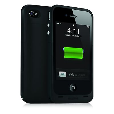 #ad mophie Juice Pack Plus Battery Case for iPhone 4 4S Black