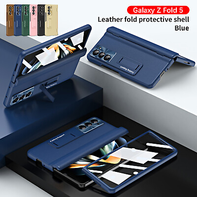 #ad For Samsung Galaxy Z Fold 5 4 3 Shockproof Leather Case Glass Screen Protective