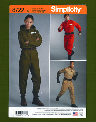 #ad Aviator Jumpsuit Sewing Pattern Unisex Coveralls Sizes XS XL Simplicity 8722
